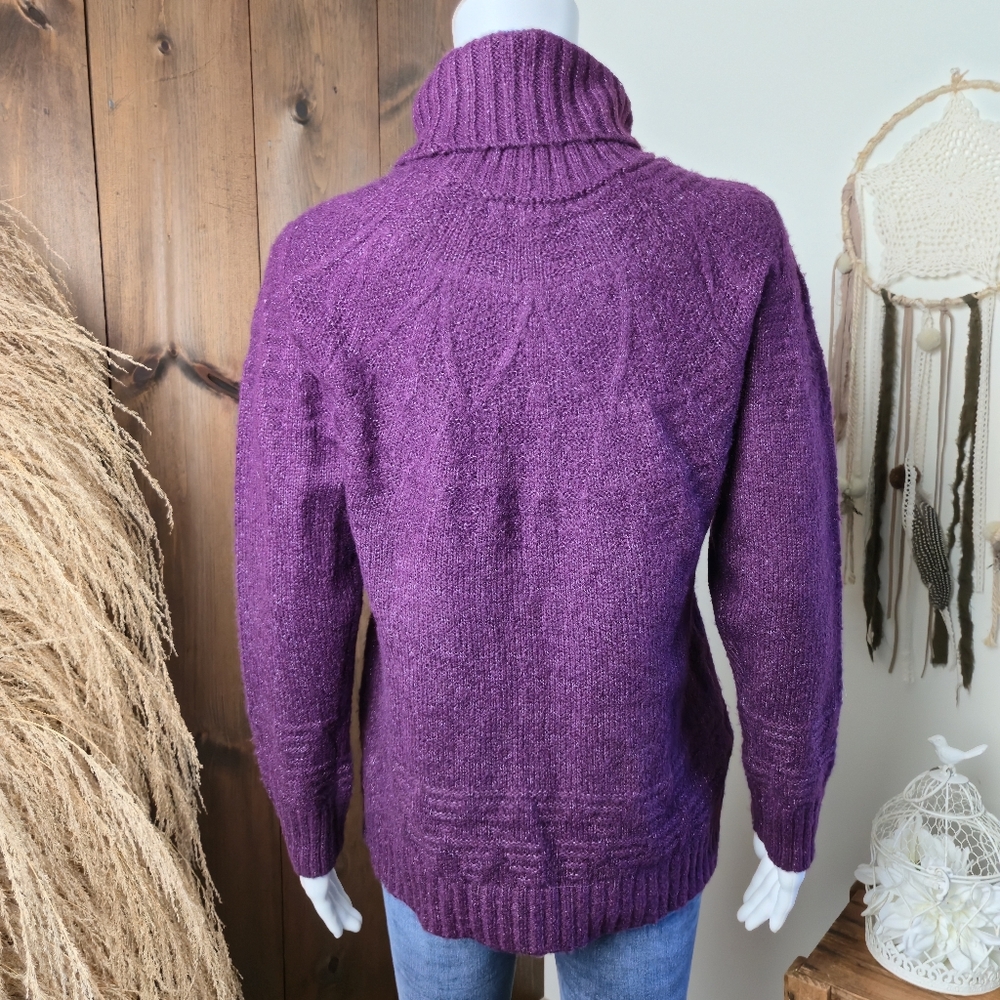 NWT Maurices Purple Turtle Neck Long Sleeve Sparkly Knit Sweater - Picture 4 of 12